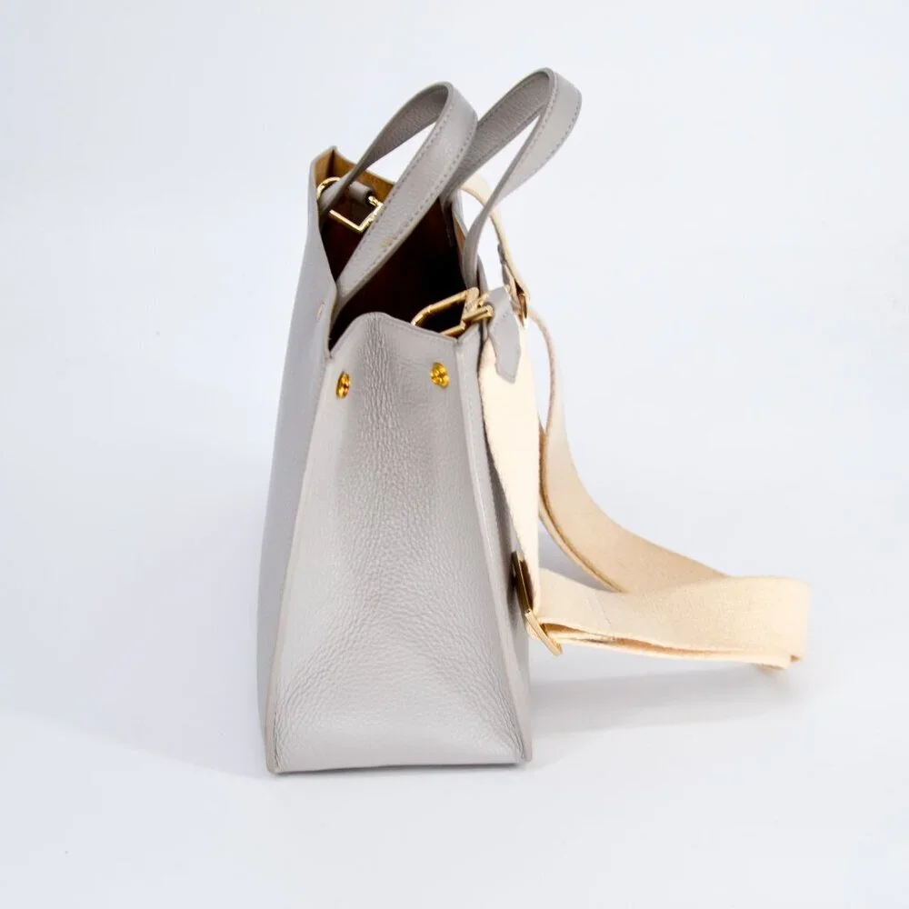 OAD Mini Pocket Tote Cool Grey Pebble Leather Crossbody Shopper Bag